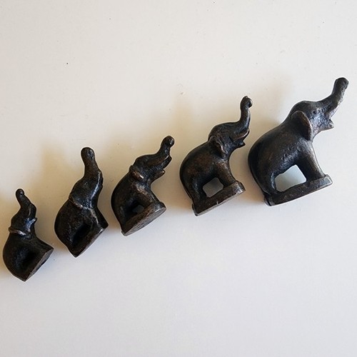 Antique Set of 5 Graduated Bronze Elephant Opium Scale Weights - photo 5