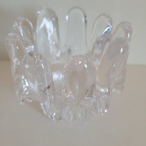 Kosta Boda Sunflower Votive Drippy Candle Holder Clear Glass Vin