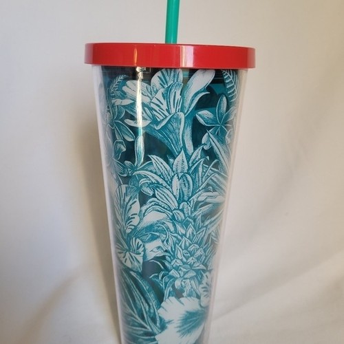 Starbucks Blue Tropical Rainforest Floral Venti Cold Cup