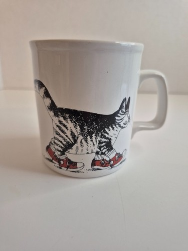 Vintage B. Kliban Red Sneakers Cat Coffee Cup Mug England
