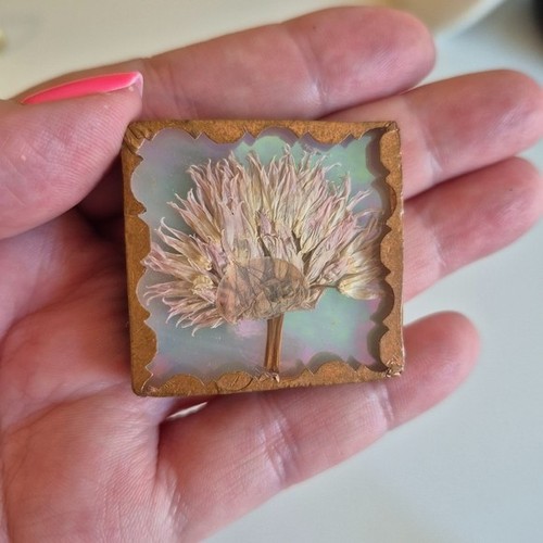 Vintage Floral Iridescent Stained Glass Window Sun Catcher - photo 2