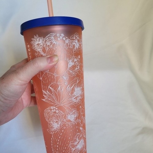 Starbucks Matte Coral Pink Cactus Venti 24 Oz Tumbler