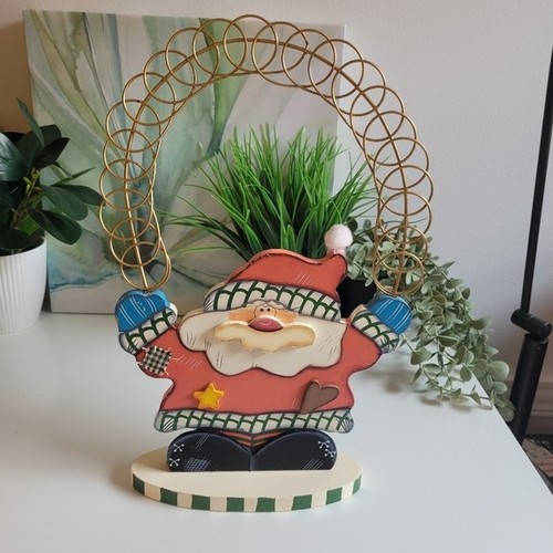 Vtg Festive Santa Holiday Decoration Christmas Card Holder