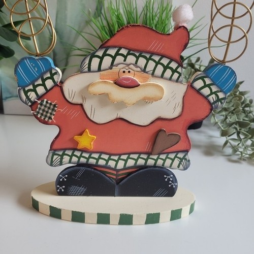 Vtg Festive Santa Holiday Decoration Christmas Card Holder - photo 2