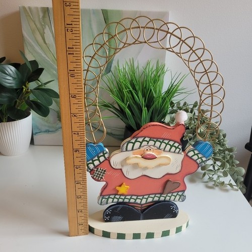 Vtg Festive Santa Holiday Decoration Christmas Card Holder - photo 4