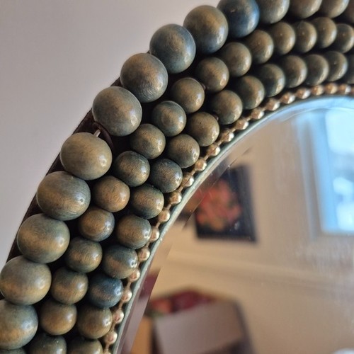Vintage Beaded Oval Mirror Green and Silver - photo 2