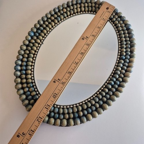 Vintage Beaded Oval Mirror Green and Silver - photo 5