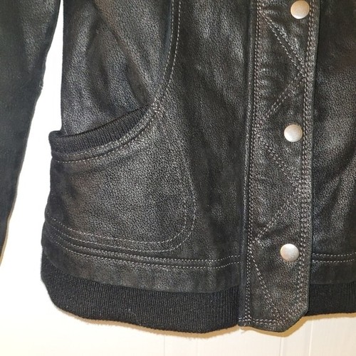 Danier Leather and Wool Moto Black Jacket Quilted Lined Womens X - photo 5