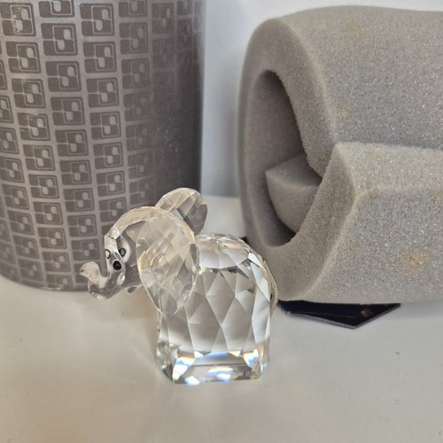 Vintage Large Swarovski Crystal Elephant Figurine Silver Tail Wi