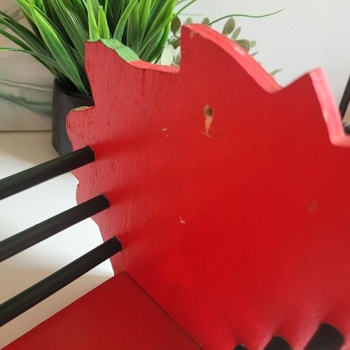 Vintage Wood Hand Painted Handmade Poinsettia Basket - photo 4