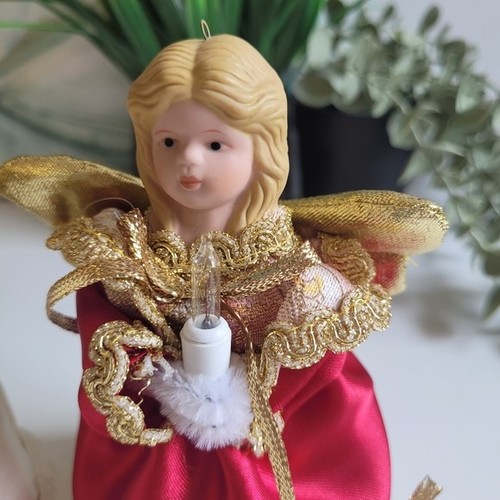 Set of 2 Electrified Porcelain Head Angel Christmas Tree Toppers - photo 2