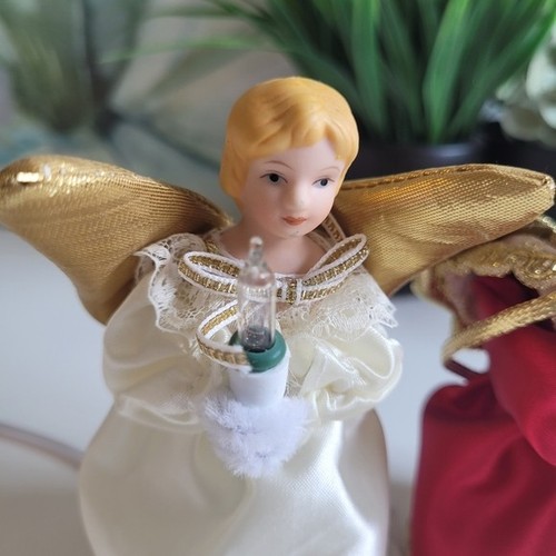 Set of 2 Electrified Porcelain Head Angel Christmas Tree Toppers - photo 3