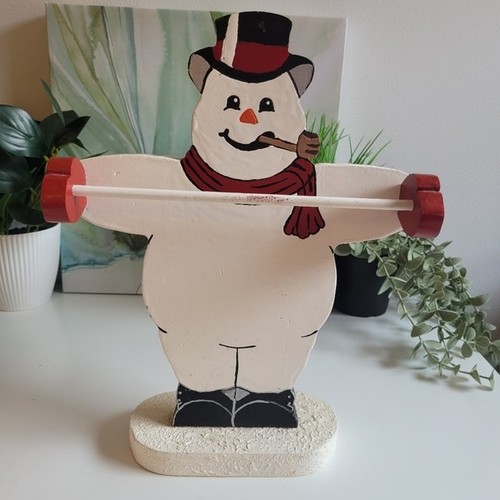 Vtg Festive Snowman Holiday Decor Towel Or Candy Cane Holder