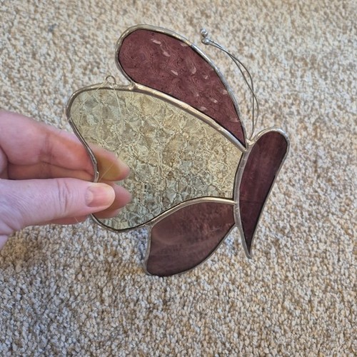 Vintage Stained Glass Butterfly Suncatcher Ornament - photo 2