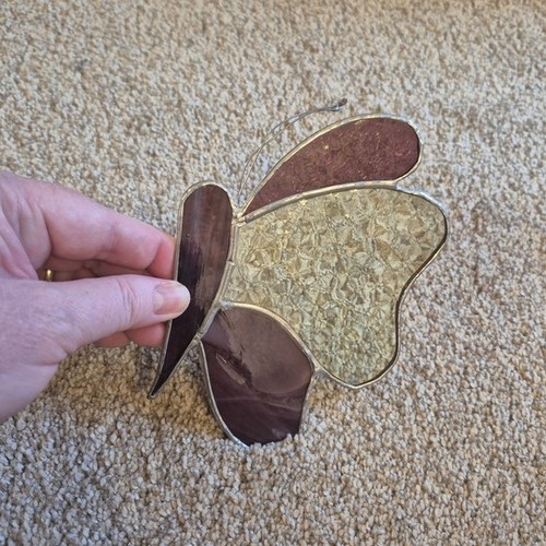 Vintage Stained Glass Butterfly Suncatcher Ornament - photo 3