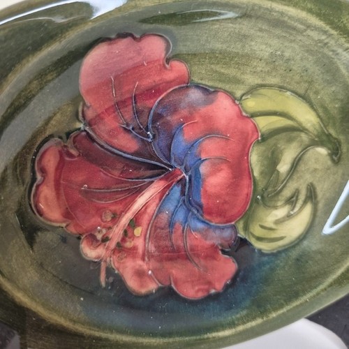 Moorcroft Vintage Hibiscus Bright Vibrant Floral Oval Ceramic Di - photo 3