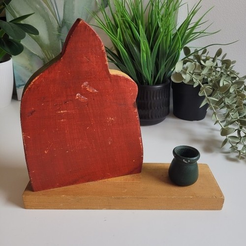 Handcrafted Wooden Santa and Child Candle Holder Primitive Folk - photo 2