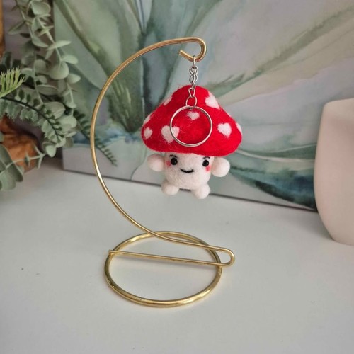 Hand Made Felted Red White Mushroom Toadstool Keychain - photo 3