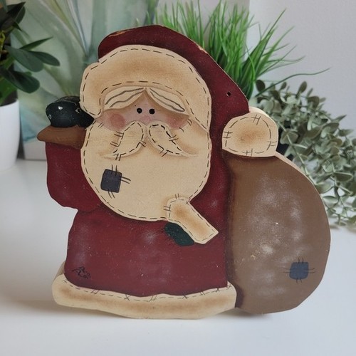 Vintage Handcrafted Santa Claus Holiday Decor Wooden Primitive F