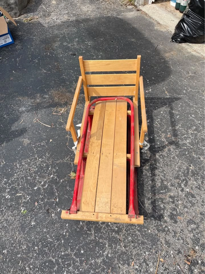 Vintage baby Toddler - small child sled - wood and metal - photo 2