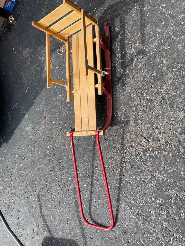 Vintage baby Toddler - small child sled - wood and metal - photo 3