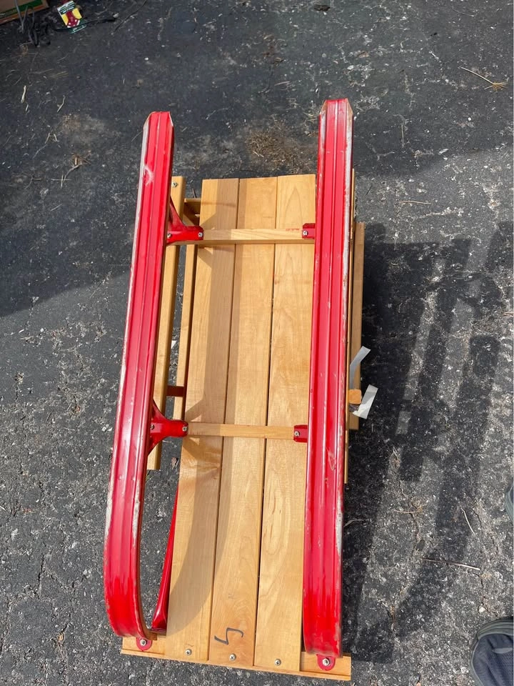 Vintage baby Toddler - small child sled - wood and metal - photo 4