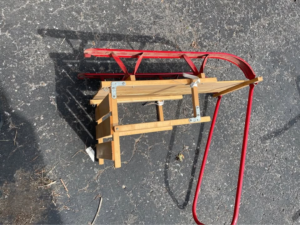 Vintage baby Toddler - small child sled - wood and metal - photo 5