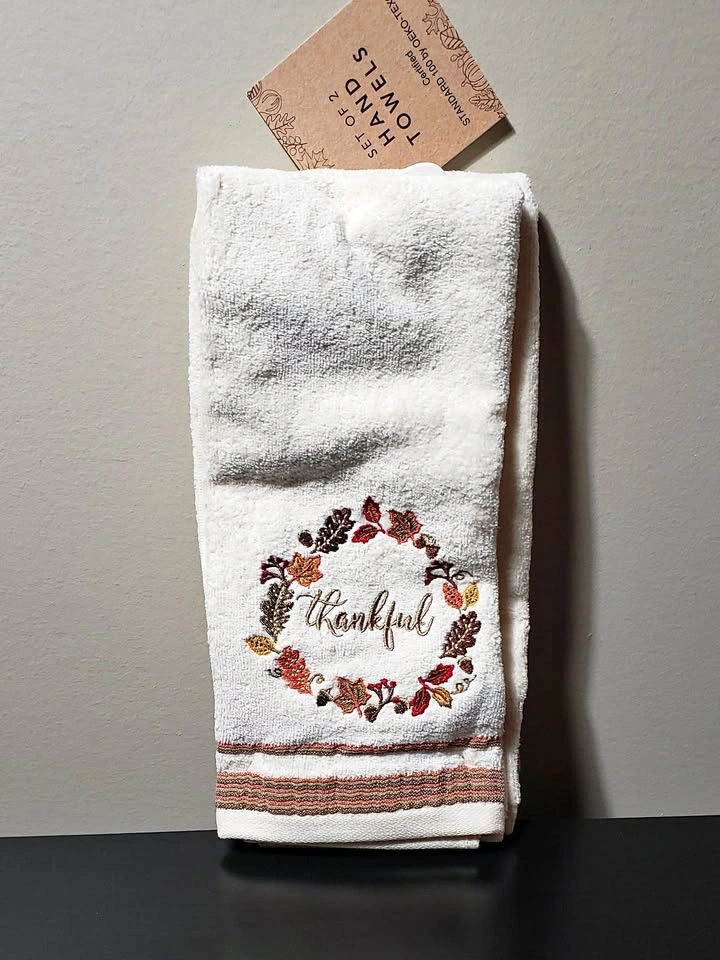 NEW! – 2pc SKL Home 100% Cotton Embroidered Fall Harvest Hand To
