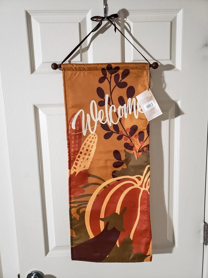 🏈 NEW! Fall Welcome Hanging Wall or Door Scroll 12.4" W x 29" H