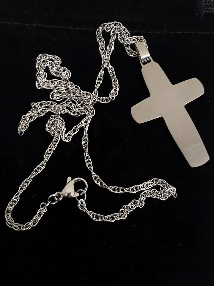 🏈 New! 20” Alpine Stainless-Steel Necklace with Titanium Cross - photo 3