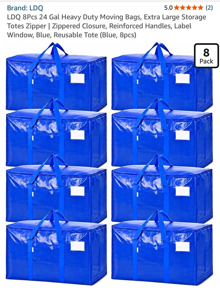 8Pcs 24 Gal Heavy Duty Moving Bags