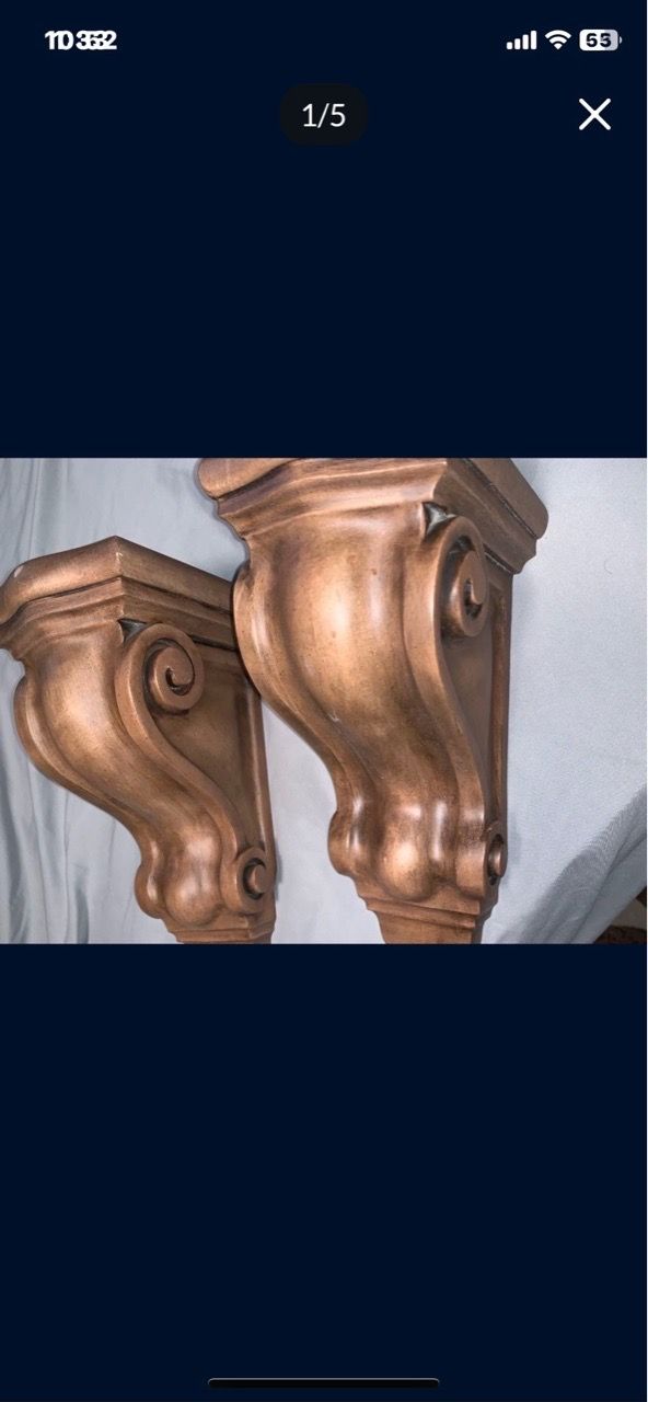 🏈 Aris Architectural Corbel Pair | Faux-Wood Shelf Brackets - photo 3