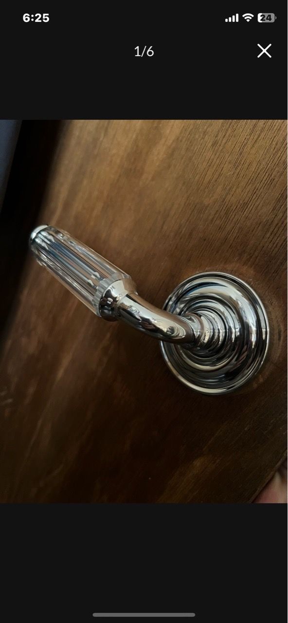 🏈 Baldwin Chrome Fluted Crystal Glass Door Lever Set - photo 2