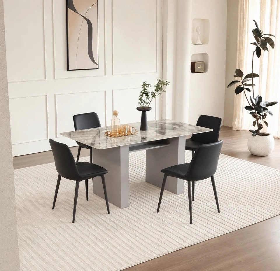 Black Leather Dining Chairs Set of 4 - photo 3