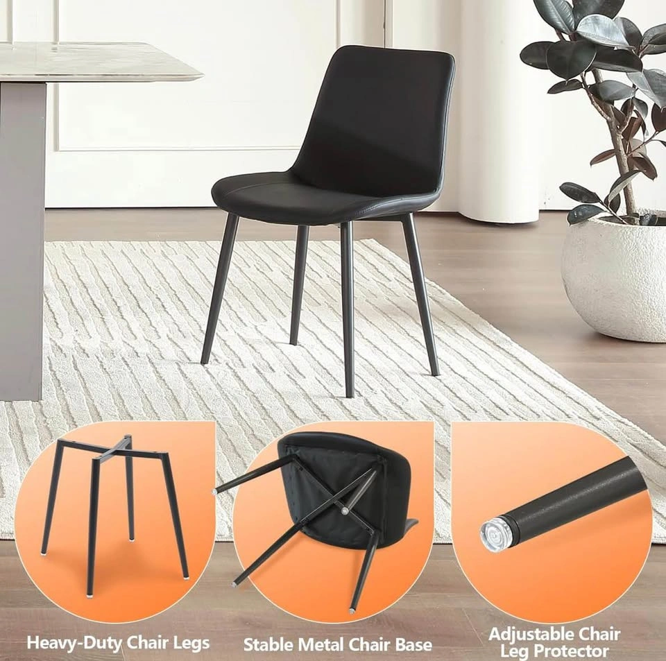 Black Leather Dining Chairs Set of 4 - photo 5