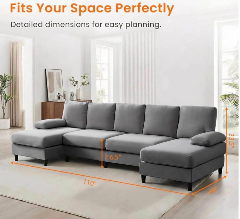 110'' 4-Seat Sectional Sofa Light Grey - photo 3