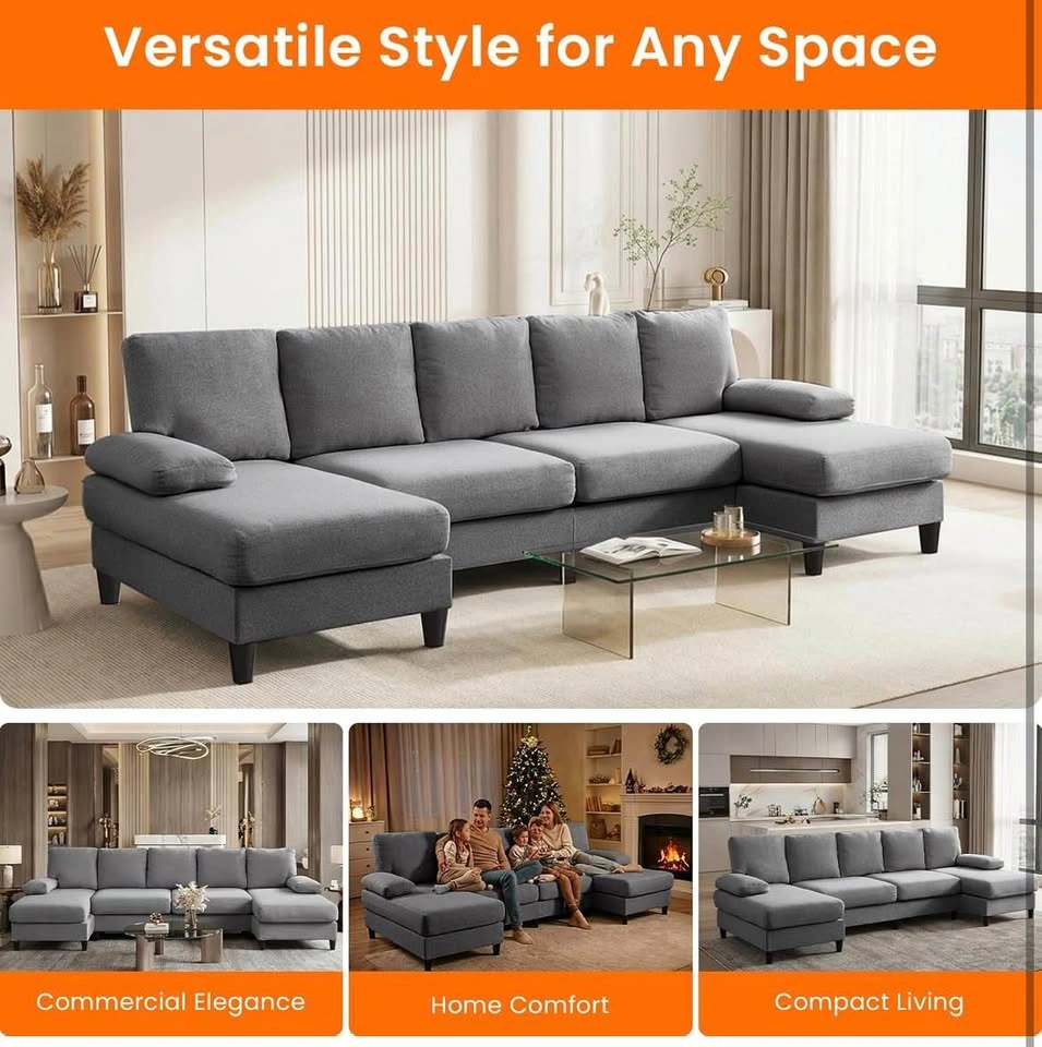 110'' 4-Seat Sectional Sofa Light Grey - photo 4