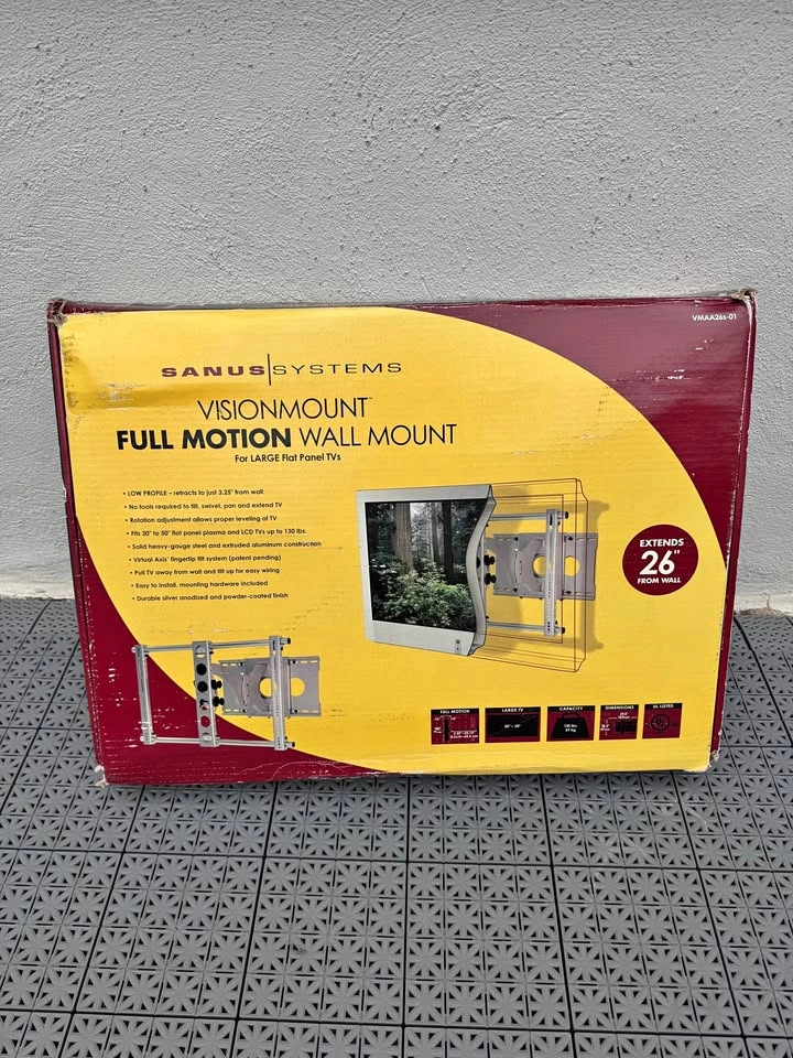 Sanus VMAA26s Full-Motion Wall Mount for 37"-65" TVs, New