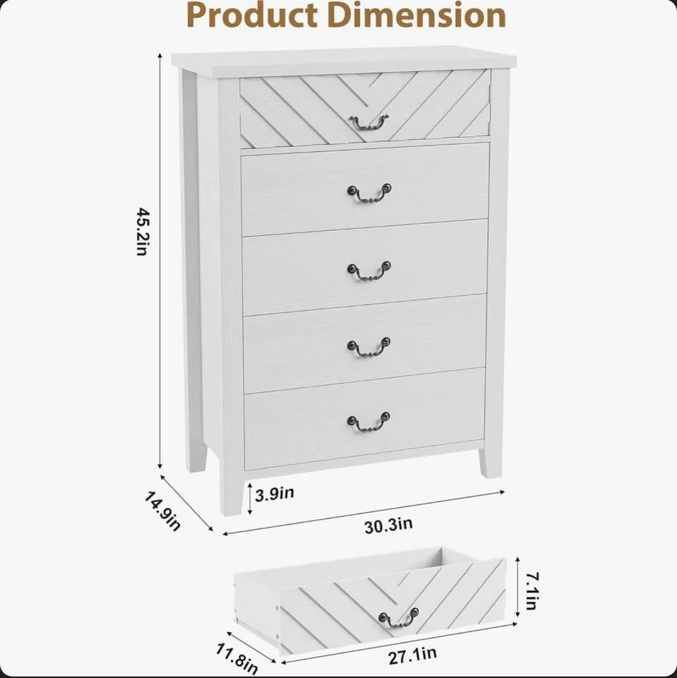 Brand New in Box 5 Drawer Dresser Chest - photo 3