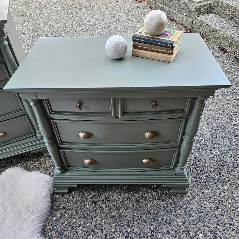 Sage Green 3-Piece Bedroom Set - Large Dresser and Two Large Nig - photo 3