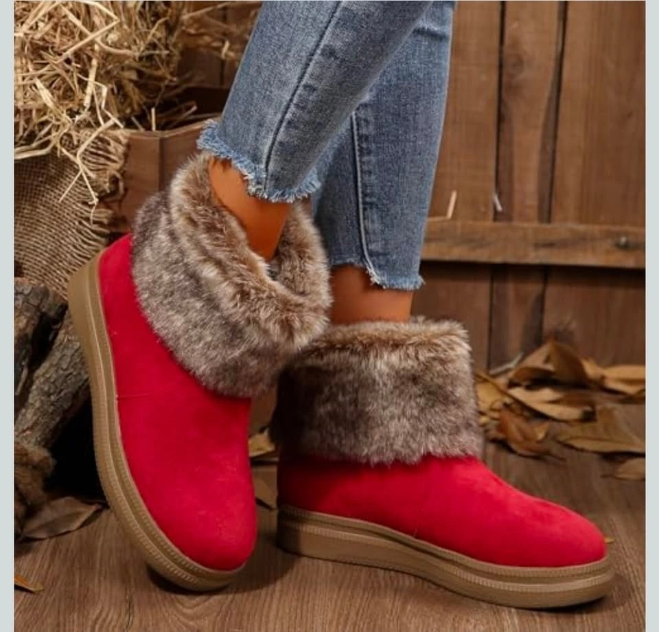 Women's Red Faux Fur Snow Boots EU 37 - photo 2