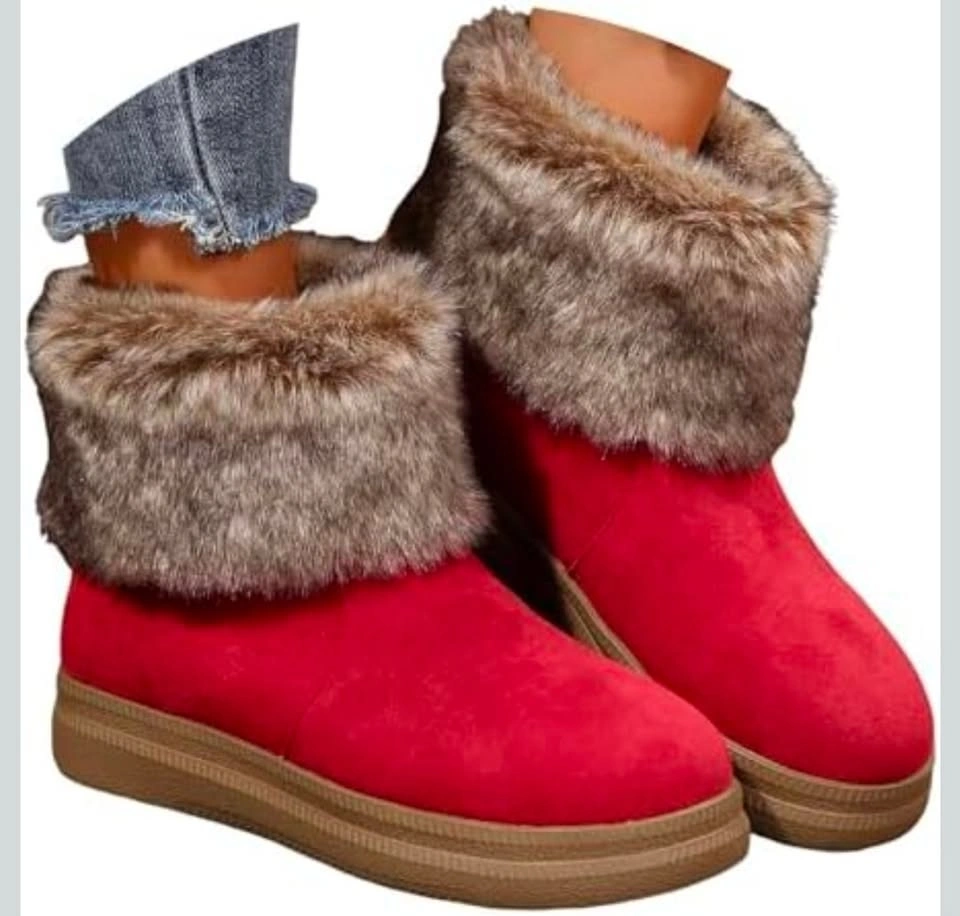 Women's Red Faux Fur Snow Boots EU 37 - photo 4