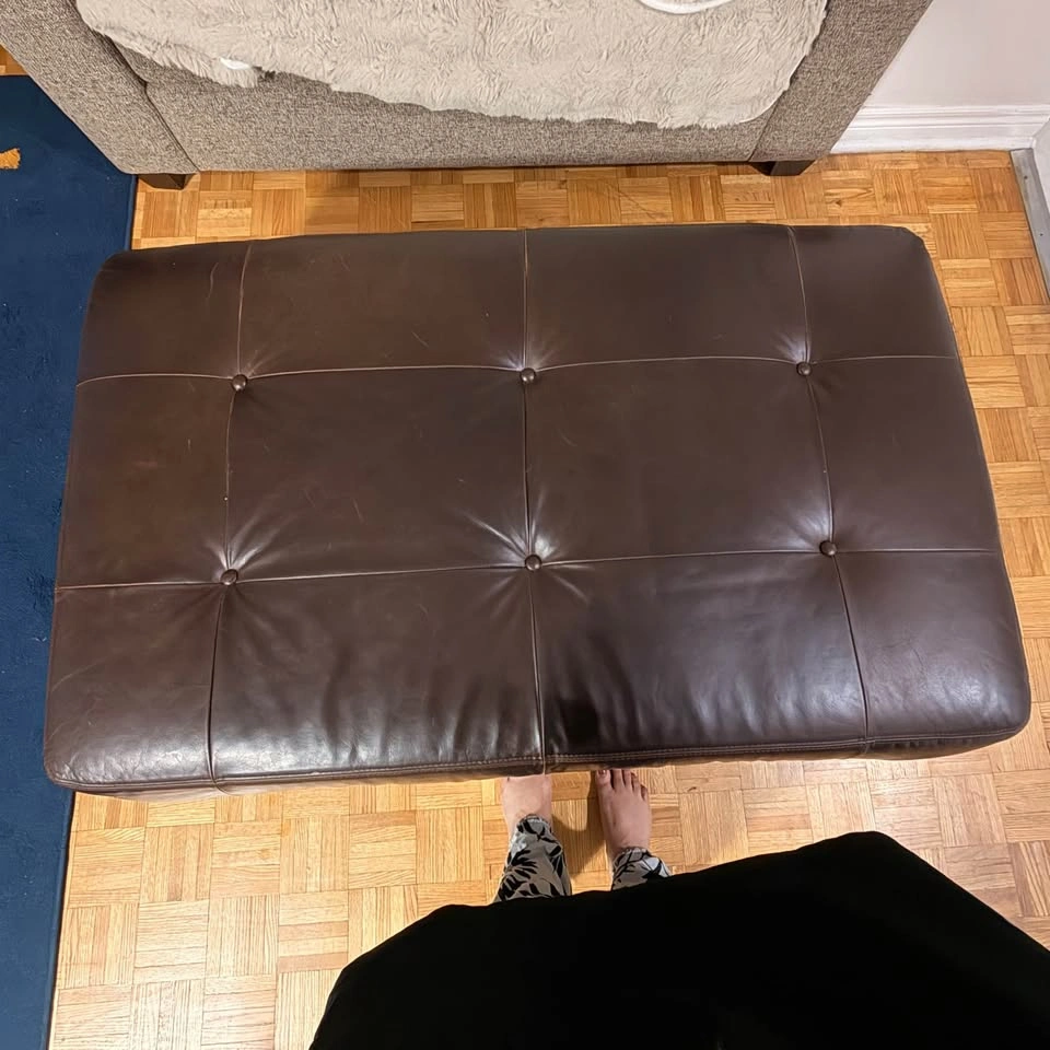 Large Brown Tufted Faux Leather Ottoman Bench – 48” - photo 3