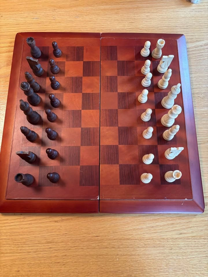 2-in-1 Wooden Chess & Checkers Set with Folding Storage Box - photo 5