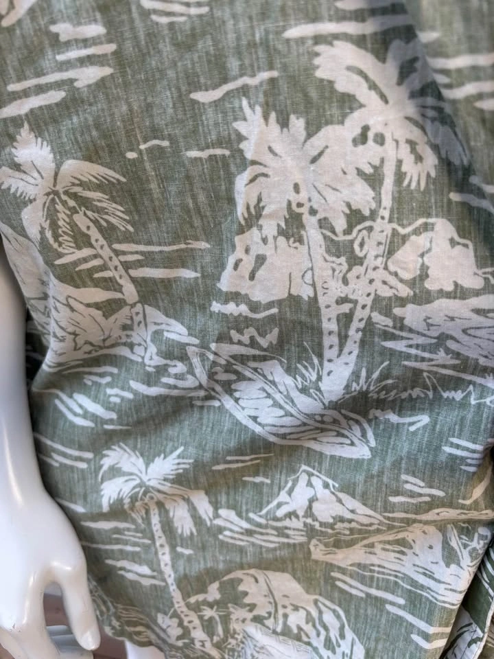 VTG Kalaheo Green Reverse Print Hawaiian Shirt XL Cotton Made in - photo 2