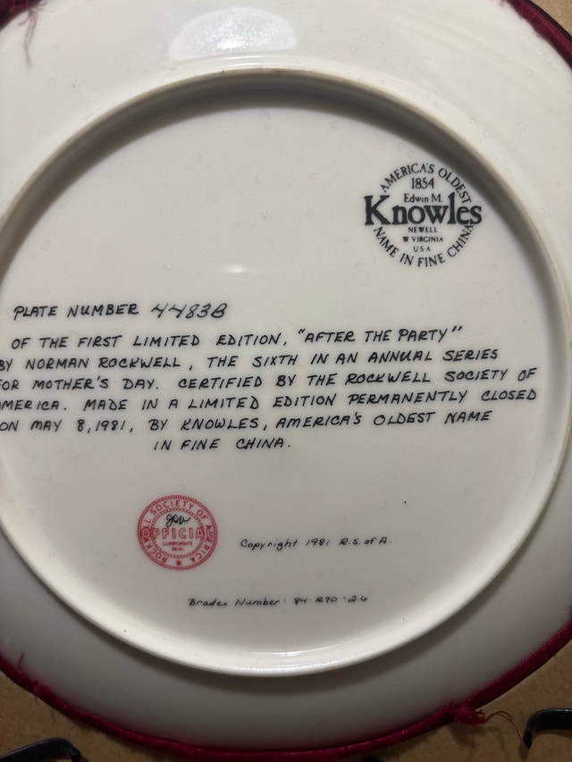 Edwin M. Knowles Norman Rockwell Mother's Day Plate 🏈 - photo 3