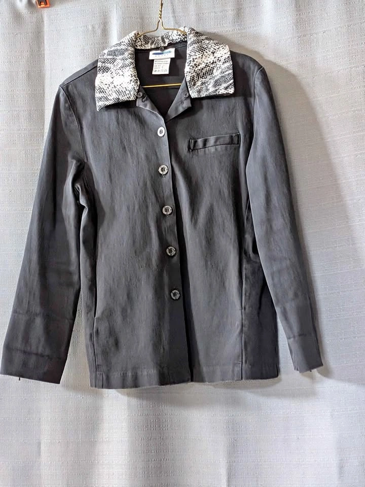 Optionelle Sport Black Cotton Blend Jacket Snakeskin Collar S