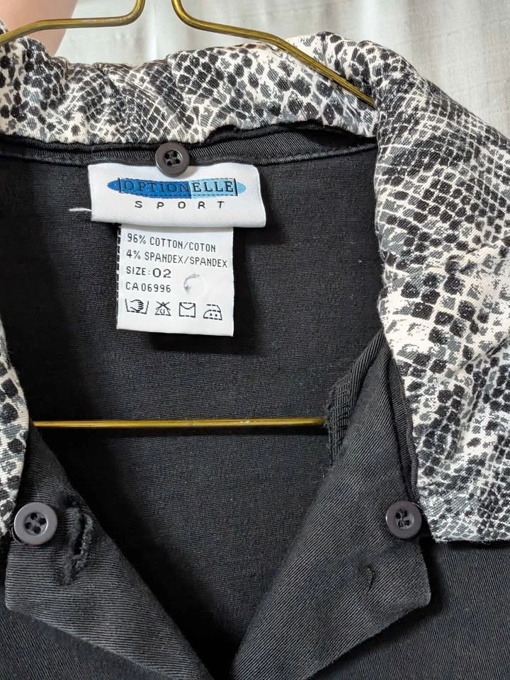 Optionelle Sport Black Cotton Blend Jacket Snakeskin Collar S - photo 2