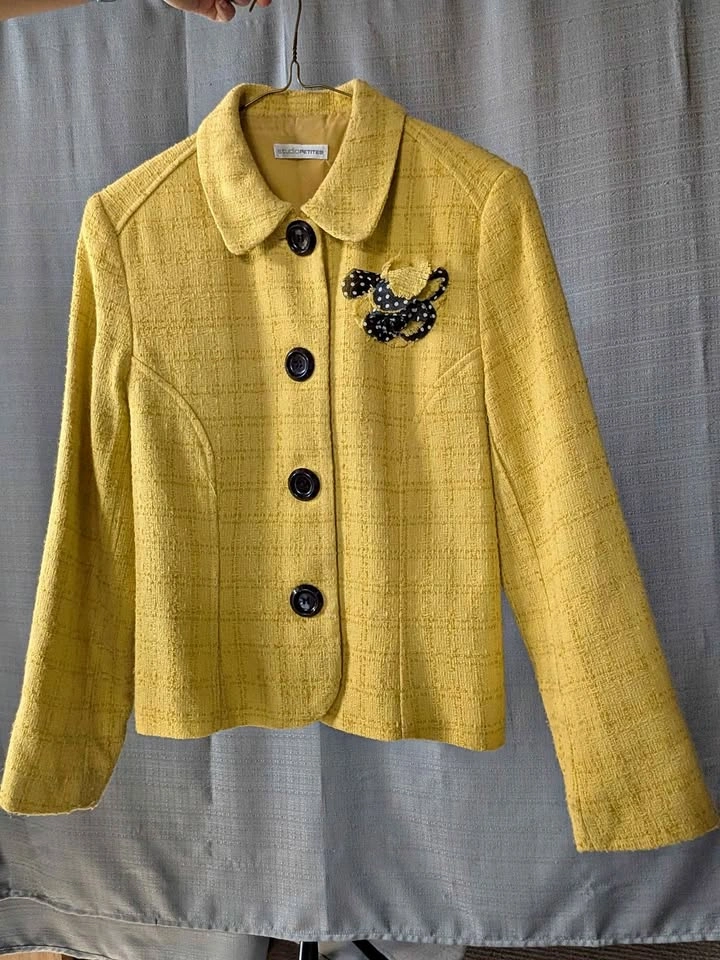 Studio Petites Yellow Textured Blazer Jacket Size XS-S