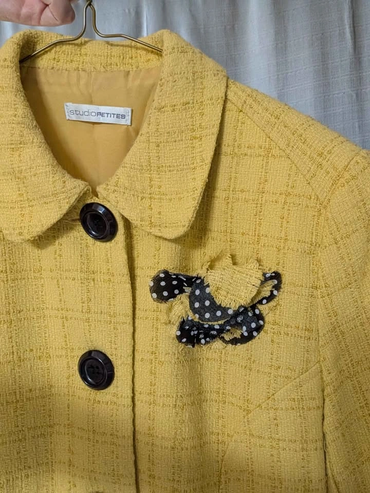 Studio Petites Yellow Textured Blazer Jacket Size XS-S - photo 2